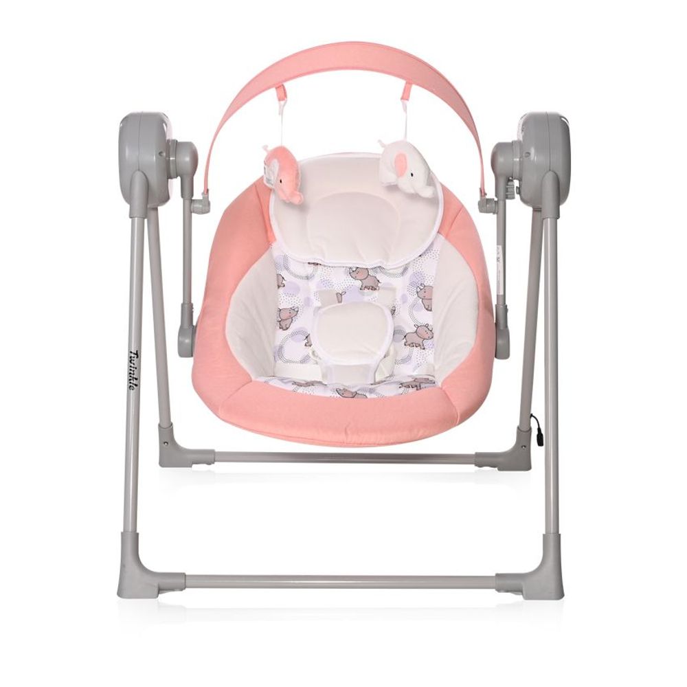 Lorelli Električna ljuljačka za bebe Twinkle, Pink Rhino slika 2