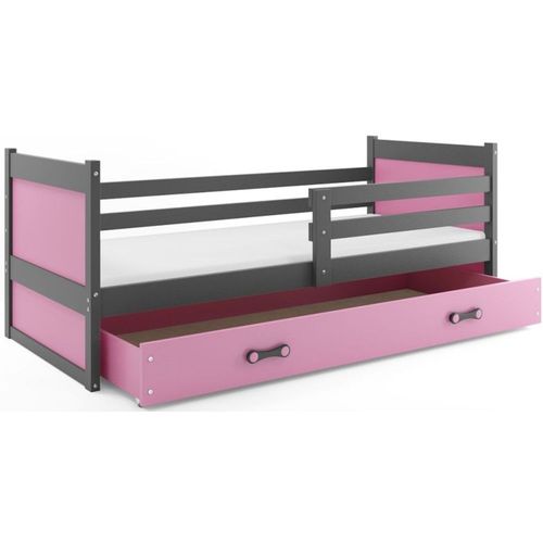 Drveni dečiji krevet Rico - sivi - roza - 200x90 cm slika 2