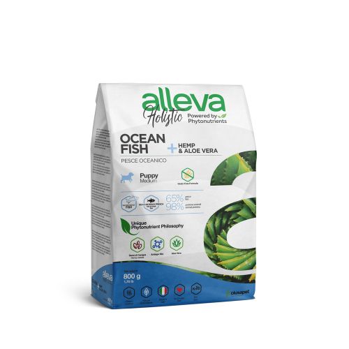 Alleva Holistic Dog Puppy Ocean Fish + Hemp &amp; Aloe Vera Medium 800 g slika 1