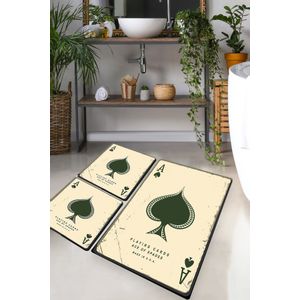 Playing Cards Multicolor Bathmat Set (3 Pieces)