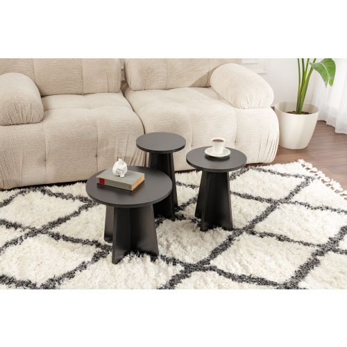 Lume - Wood Black Wooden Black Nesting Table (3 Pieces) slika 3