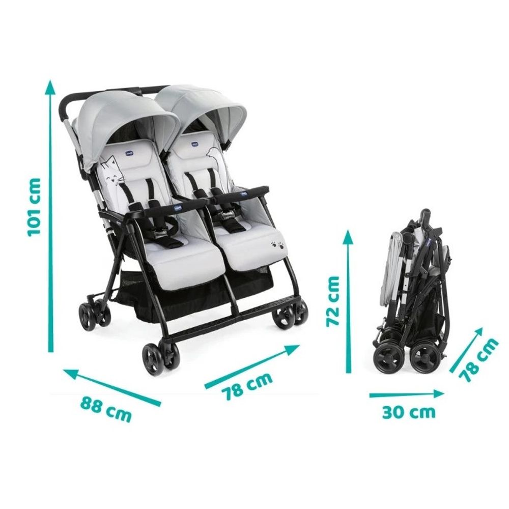 Chicco Kolica za blizance Ohlala, Silver Cat slika 5