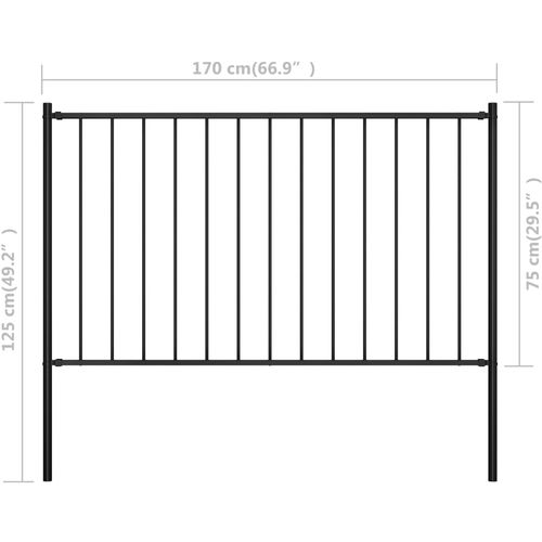 Panel za ogradu sa stupovima čelični 1,7 x 0,75 m crni slika 21