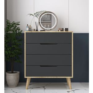 "Flora" - Komoda u bojama: Safirni hrast, Antracit