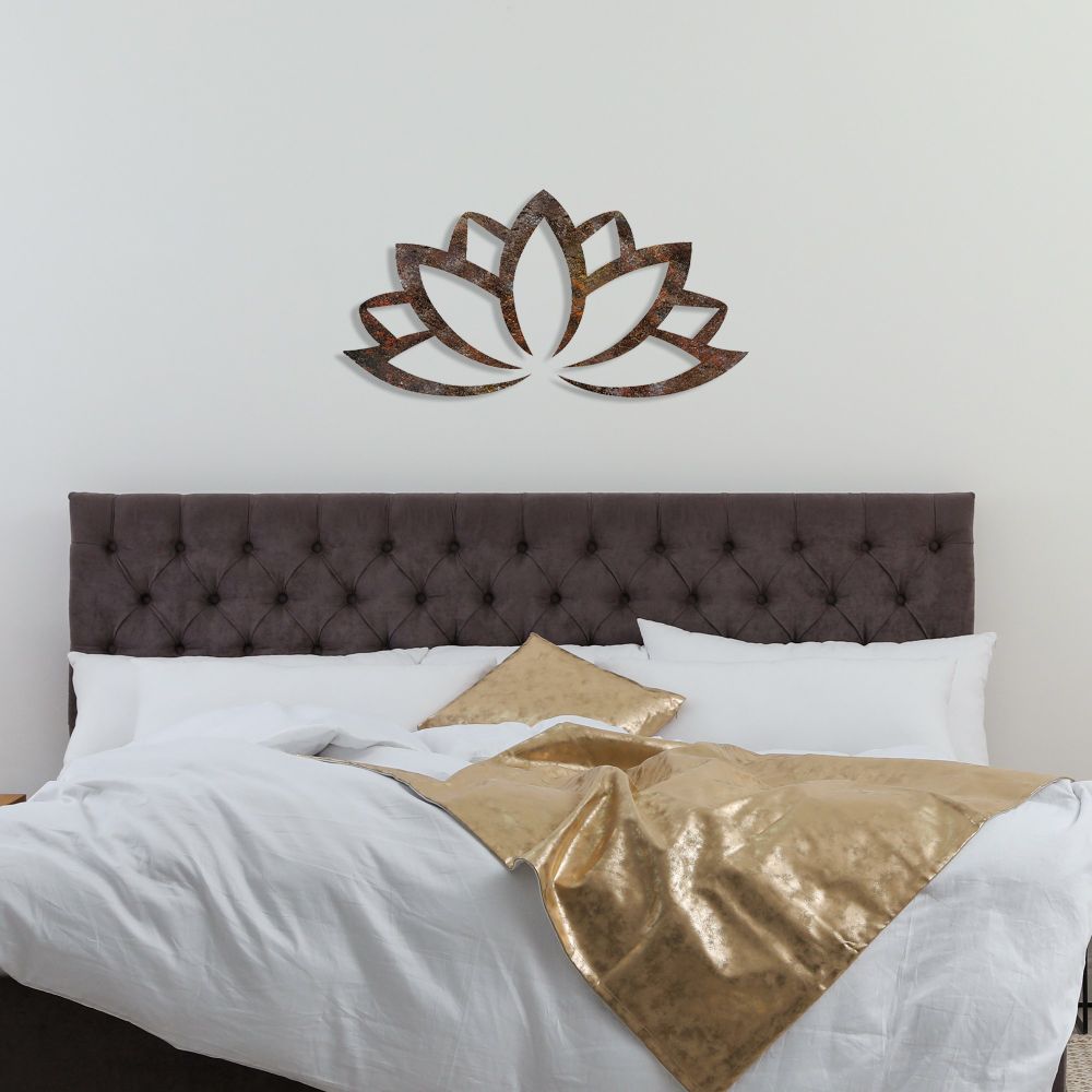Decorative metal wall accessory Rusty Lotus, colour: antiquation slika 3