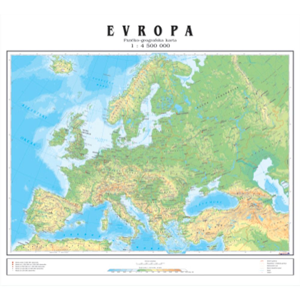 KARTA ZIDNA EVROPA FIZ. GEO. slika 1