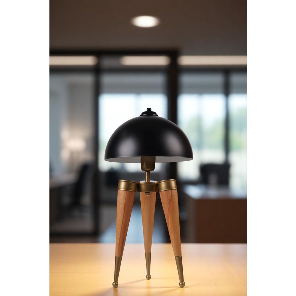 Opviq Stolna lampa 996, crna, hrast slika 1