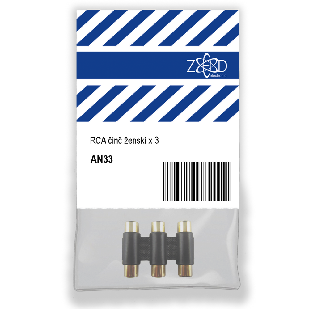 ZED electronic RCA činč ženski x 3, za produžetak audio kabla - AN33 slika 1
