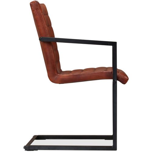 Blagovaonske stolice od prave kože 2 kom smeđe slika 5
