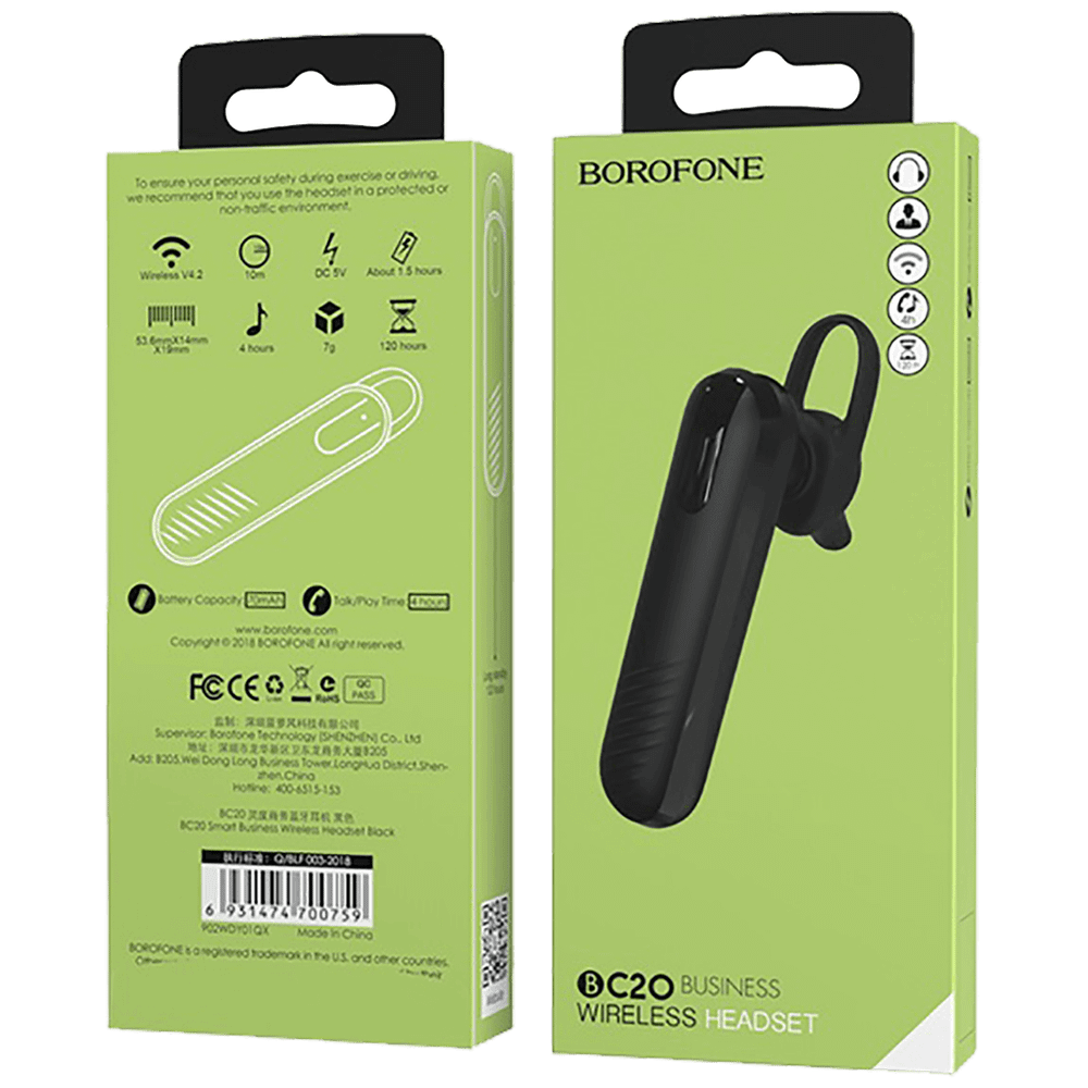 Borofone Slušalica bežične sa mikrofonom, Bluetooth, 70 mA, 4 h - BC20 Smart Black slika 2