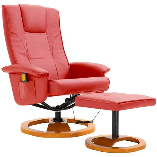 Masažna fotelja s osloncem za noge od umjetne kože crvena slika 2