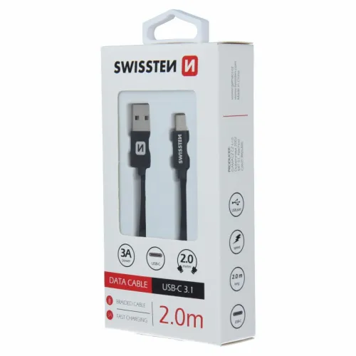 Swissten kabl USB/Type C 2,0m crna slika 3