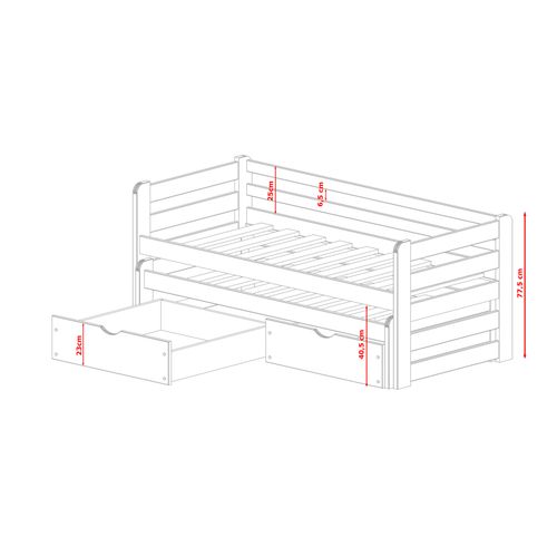 Drveni dečiji krevet Senso sa dodatnim krevetom i fiokom - beli - 190*90 cm slika 2