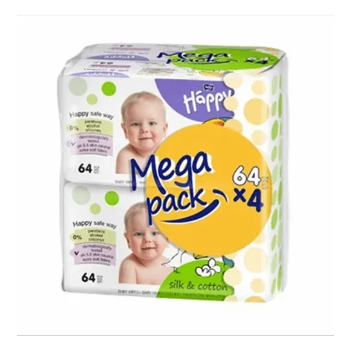 Bella Baby Happy vlažne maramice Silk&Cotton Mega pack 4x64kom slika 1