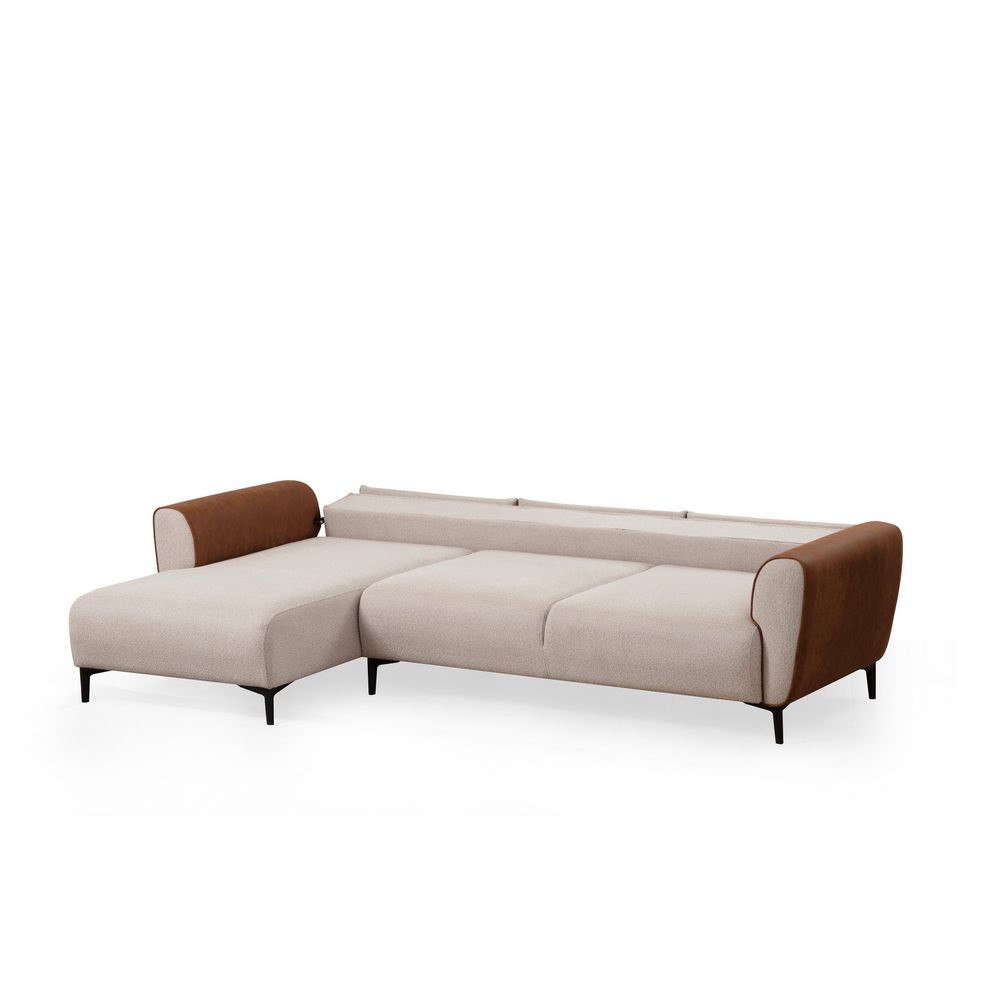 Ugaona Sofa na Razvlačenje Aren Left - Bež Cimet slika 10