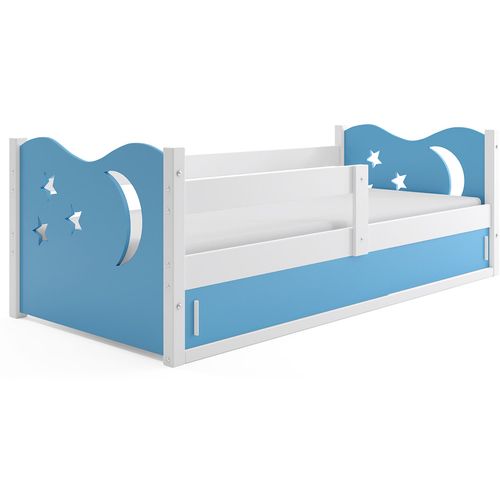 Drveni dječji krevet Mikolaj 1 s prostorom za pohranu - 160x80cm - bijeli - plavi slika 2