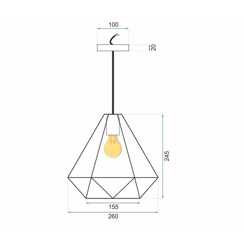 TOOLIGHT TROKUTASTA GEOMETRIJSKA STROPNA SVJETILJKA CRNA APP252-1CP slika 11