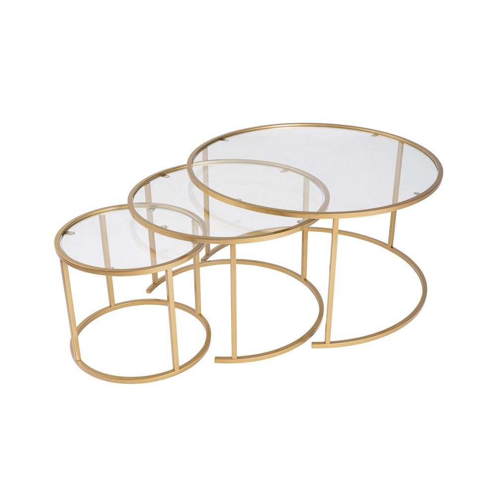 Set staklenih stolova "Aurum - 80, 60, 42"  -  u zlatnoj i transparentnoj boji slika 6