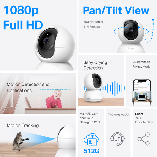 Nadzorna kamera TP-Link Tapo C200P2, Home Security Wi-Fi Camera, 2-Pack, 1080p slika 1