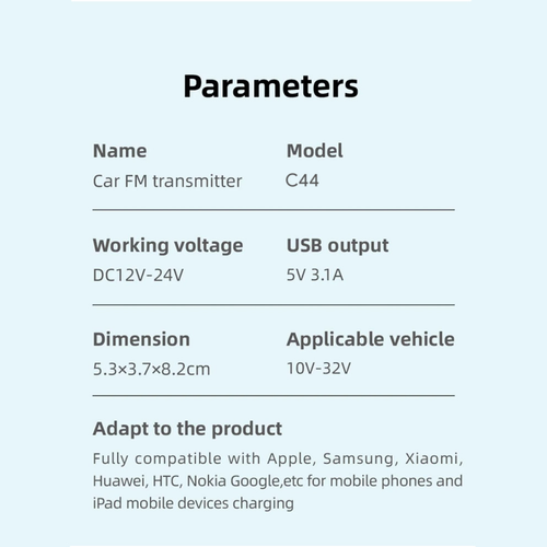 FM transmiter C44 USB, QC 3.0 Bluetooth 5.0, handsfree crni slika 6