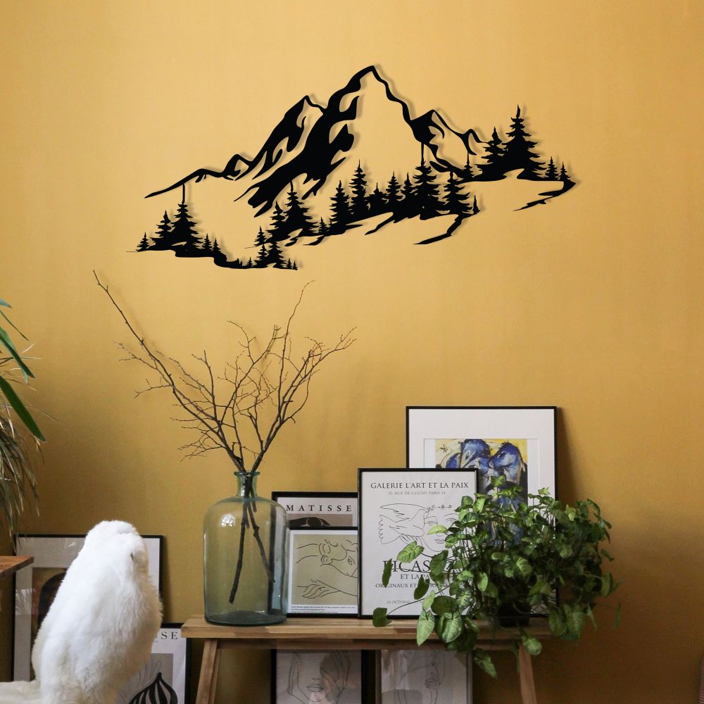 Dekorativni Metalni Zidni Ukras Mountain 3 Black slika 4