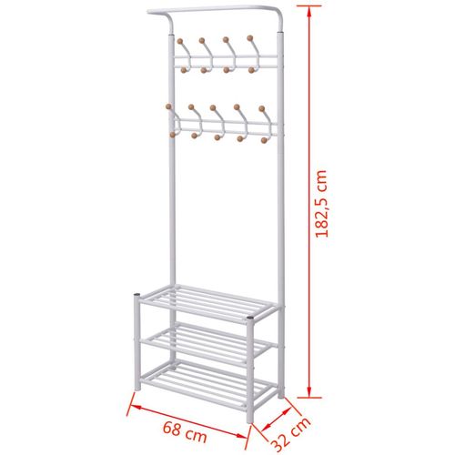 Vješalica za Odjeću s Pohranom Obuće 68x32x182,5 cm Bijela slika 8