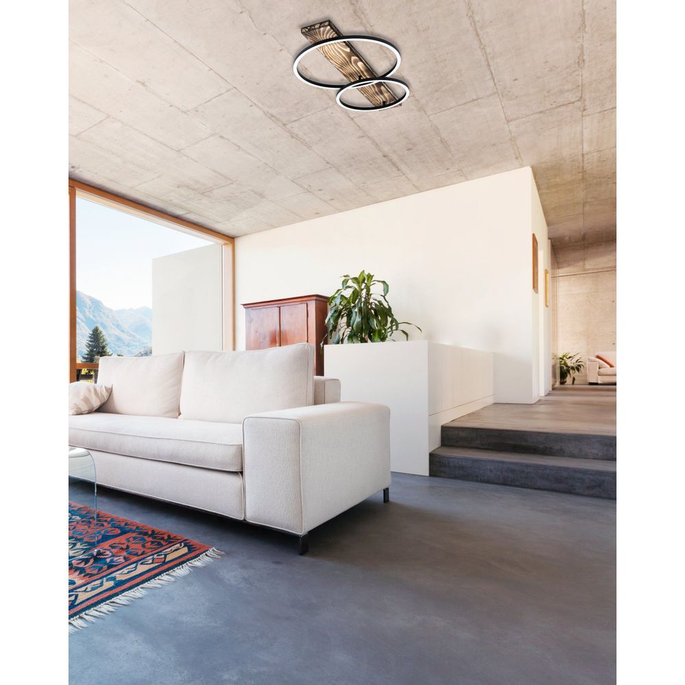 Eglo Boyal Stropna Lampa LED, 2x12W, 2x1700lm, Crna/Bijela/Rustik Smeđe/Drvo slika 8