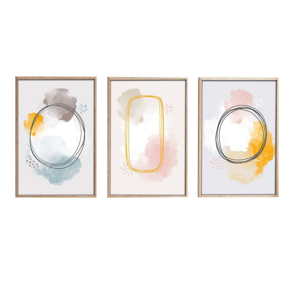 Huhu125 - Dekorativno Slikarstvo u Okviru, 70 x 50 cm, Višebojno (Set od 3 Komada) slika 3