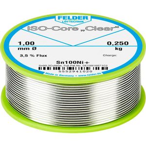Felder Löttechnik ISO-Core ''Clear'' Sn100Ni+ lemna žica, bezolovna svitak  Sn99,25Cu0,7Ni0,05  0.250 kg 1 mm