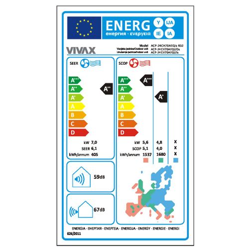 Vivax ACP-24CH70AEQIs R32 Inverter klima uređaj, 24000 BTU slika 8