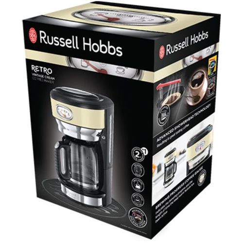 Russell Hobbs Aparat za filter kafu 21702-56 Retro Cream, Stakleni bokal zapremine 1,25L, Indikator procesa pripreme slika 3