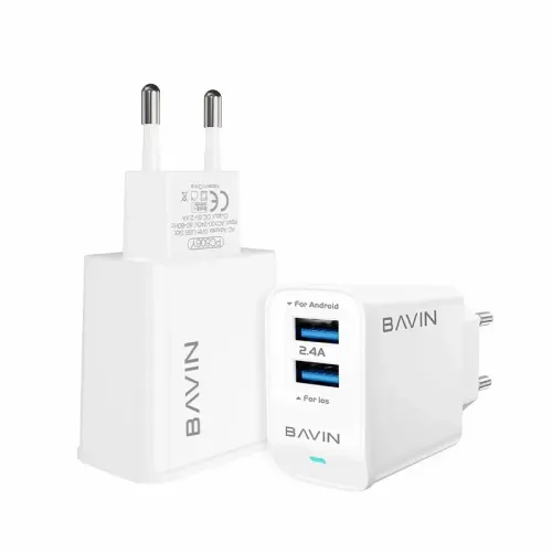 BAVIN punjač 2xUSB 2,4A +kabl Lightning 1,0m bela slika 2