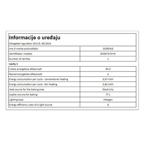 Gorenje BO6737SYW Ugradna multifunkcionalna rerna, Simplicity kolekcija, Bela boja slika 9