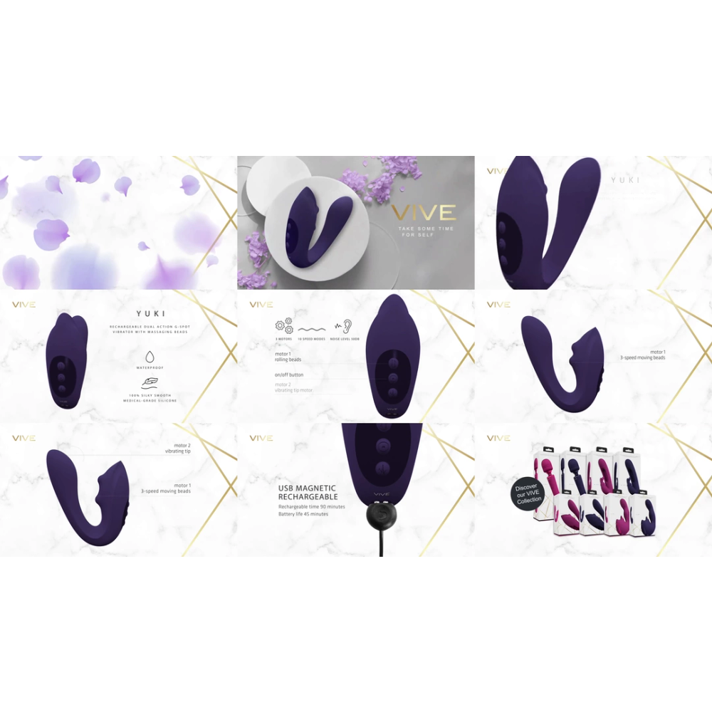 VIVE by Shots Yuki - Vibrator G-točke s dva motora i perlama za masažu - ljubičasta slika 6