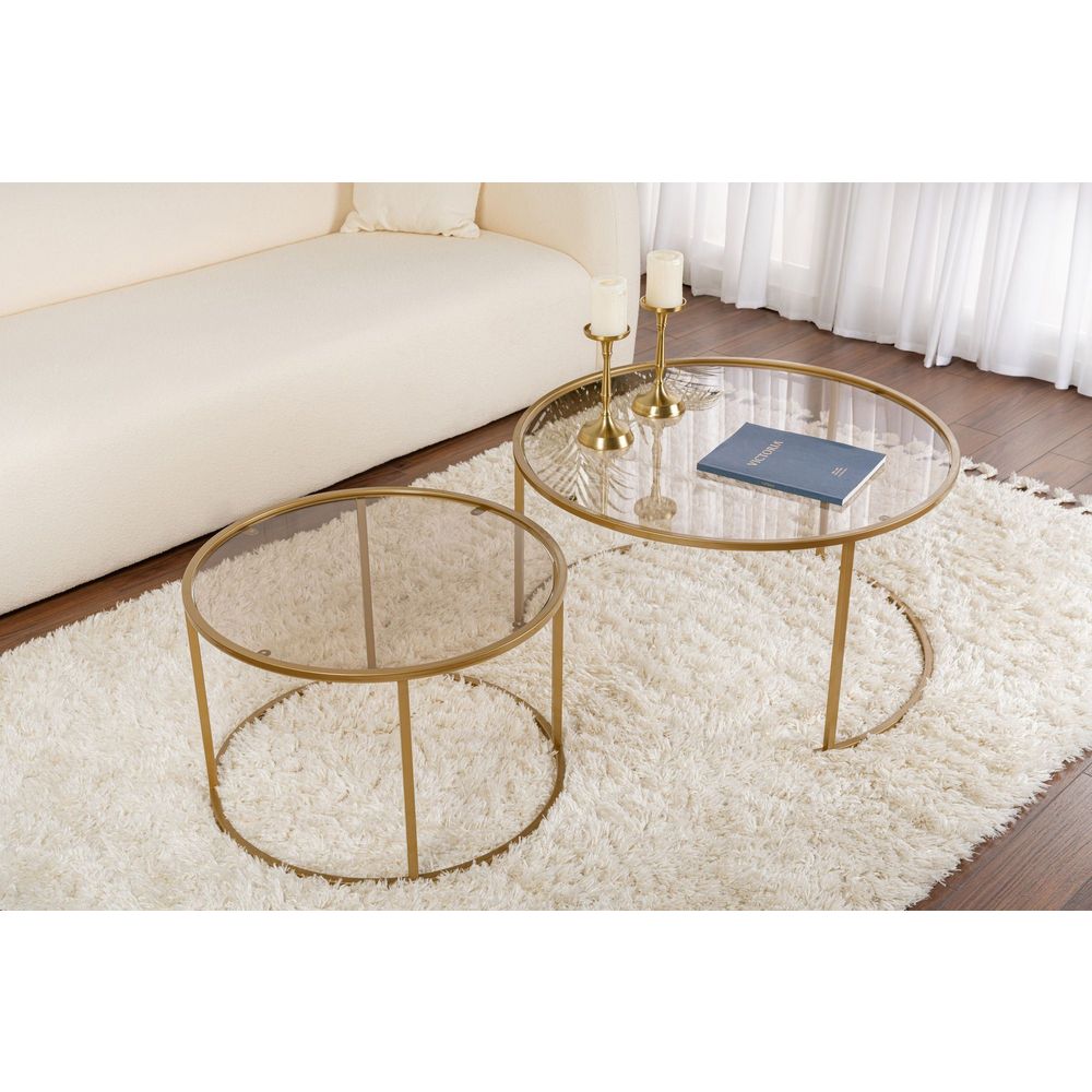Set stolića za kafu Aurum 80, 60 u zlatnoj i bronzanoj boji slika 3