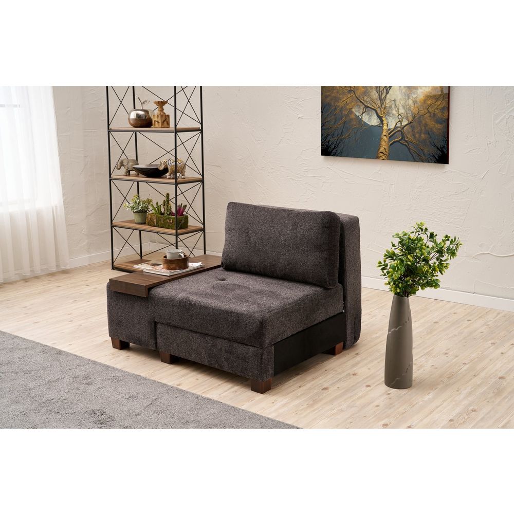 Perenna Chenille Ležaj-Sofa s Lijevim Kutom - Antracit 1-Sjedište slika 2
