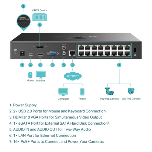 TP-LINK VIGI 16-kanalni PoE+ mrežni video snimač 24/7 slika 3