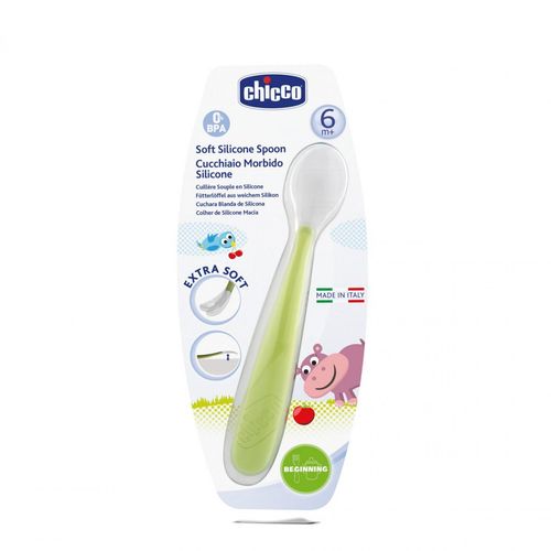 Chicco žličica silikonska mekana 6+ zelena slika 1