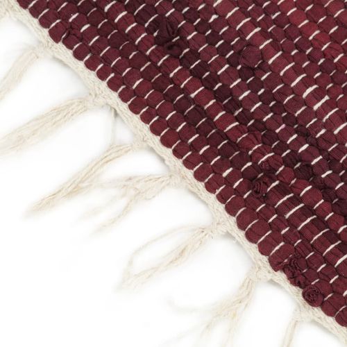Ručno tkani tepih Chindi od pamuka 80 x 160 cm bordo-bijeli slika 18