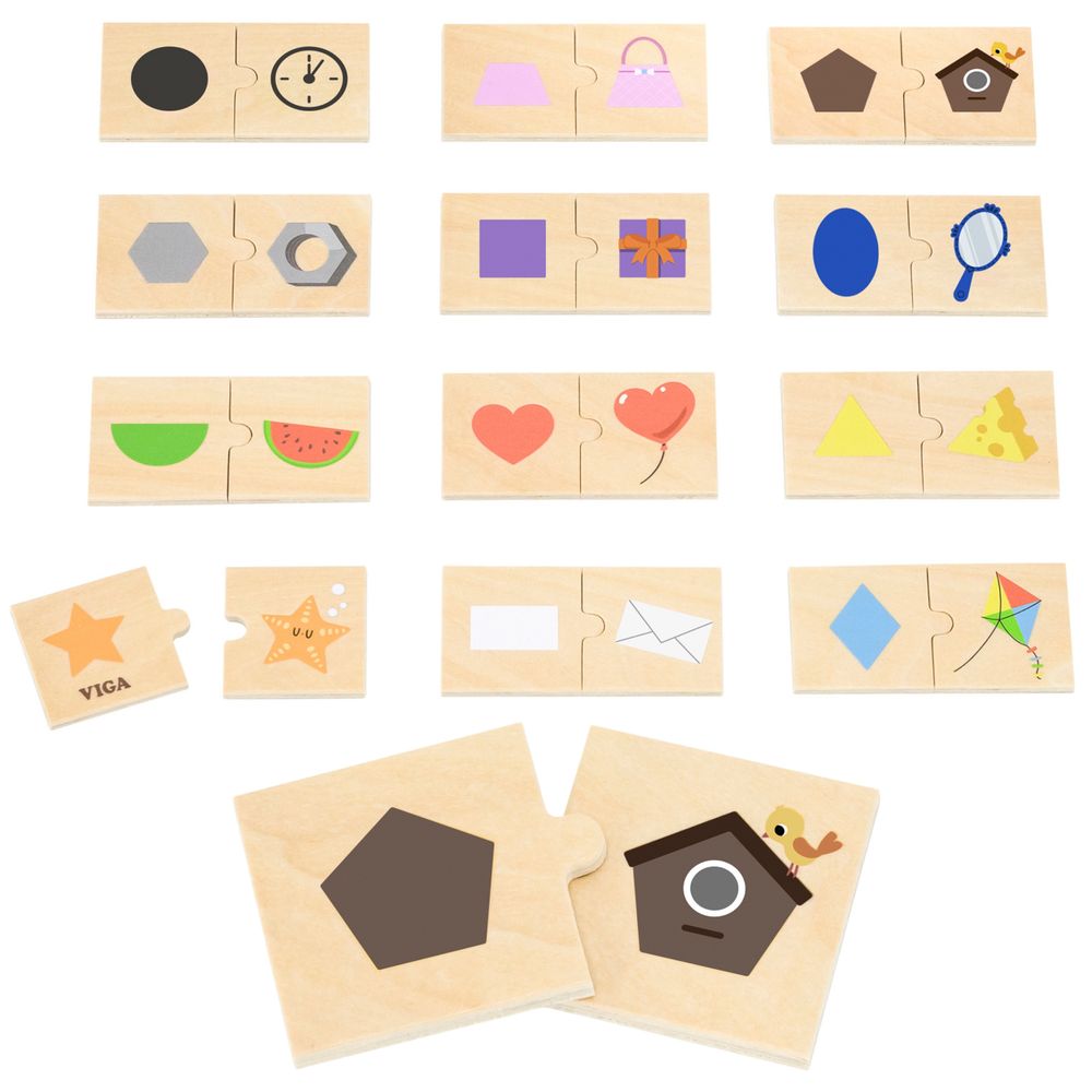 Viga puzzle set koji kombinira oblike i predmete slika 1