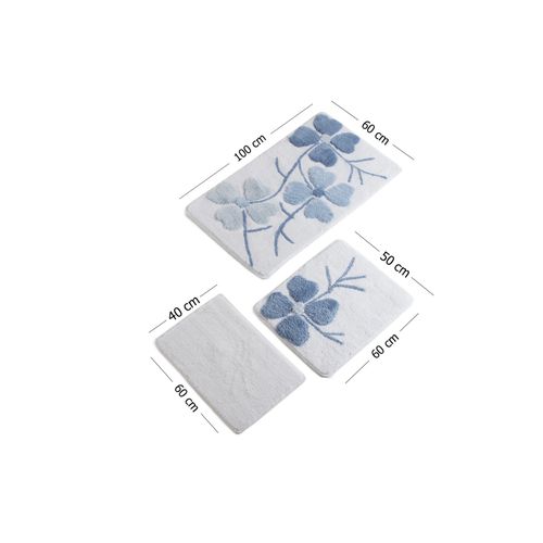 Kırçiçeği - Blue Multicolor Bathmat Set (3 Pieces) slika 4