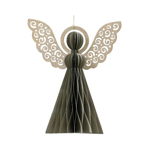 Ukras za jelku Hanging paper angel 15cm 709228 - Grey - KMG slika 1