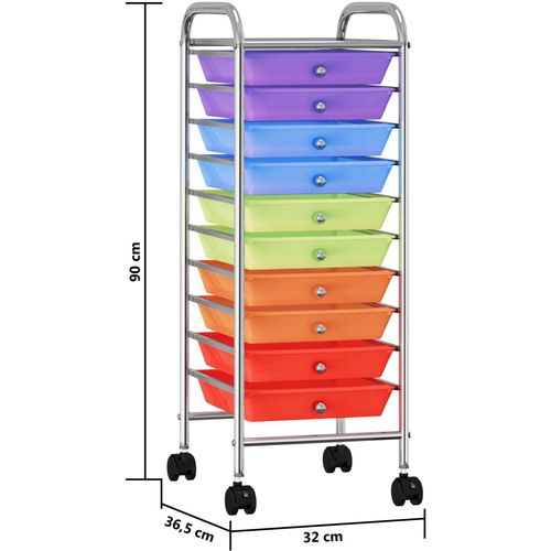 Pokretna kolica za pohranu s 10 ladica raznobojna plastična slika 15