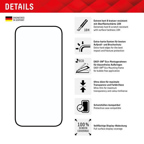 DISPLEX Zaštitno staklo Real Glass Full Cover za iPhone 15/15 Pro slika 2