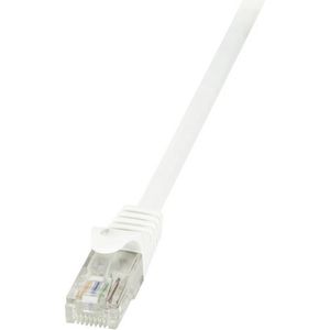 LogiLink CP2011U RJ45 mrežni kabel, Patch kabel cat 6 U/UTP 0.25 m bijela sa zaštitom za nosić 1 St.