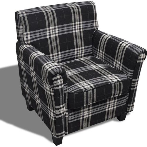 Sofa fotelja od tkanine s jastukom crna slika 6