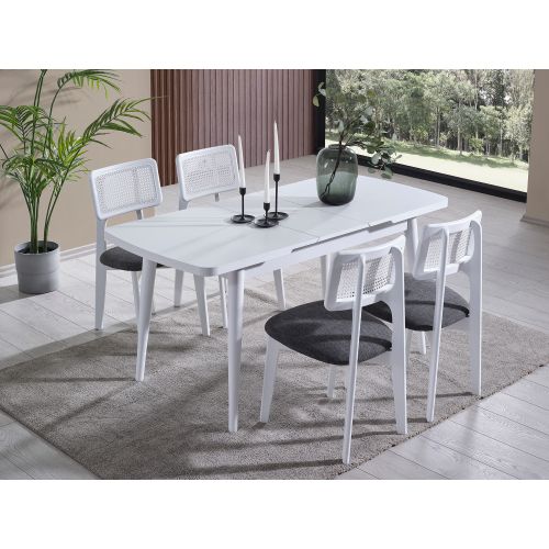 Milla - White White Extendable Dining Table & Chairs Set (4 Pieces) slika 4