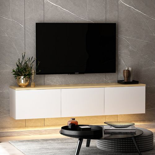 Hanah Home Neon - White v2 Beli TV stalak od hrastovog drveta slika 3