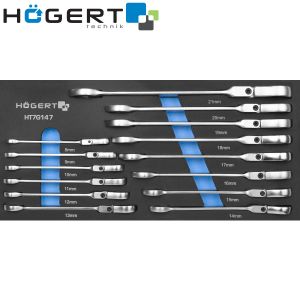 Högert Umetak za radionička kolica, set kombiniranih ključeva s čegrtaljkom (fleksibilna glava) 8-21mm (14-dijelni)