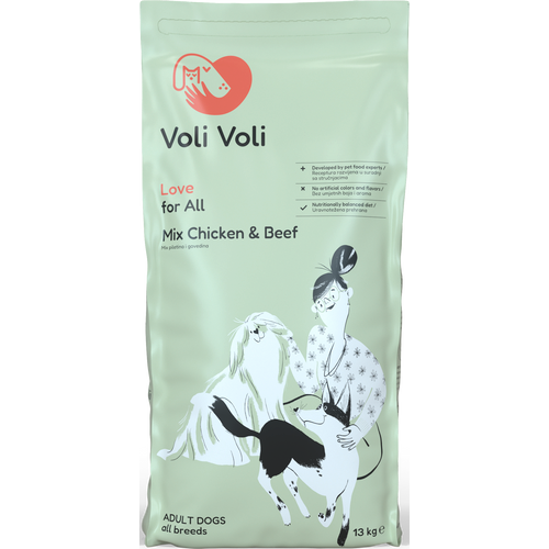 Voli Voli - Love for All, mix piletina i govedina, hrana za pse, 13 kg slika 1